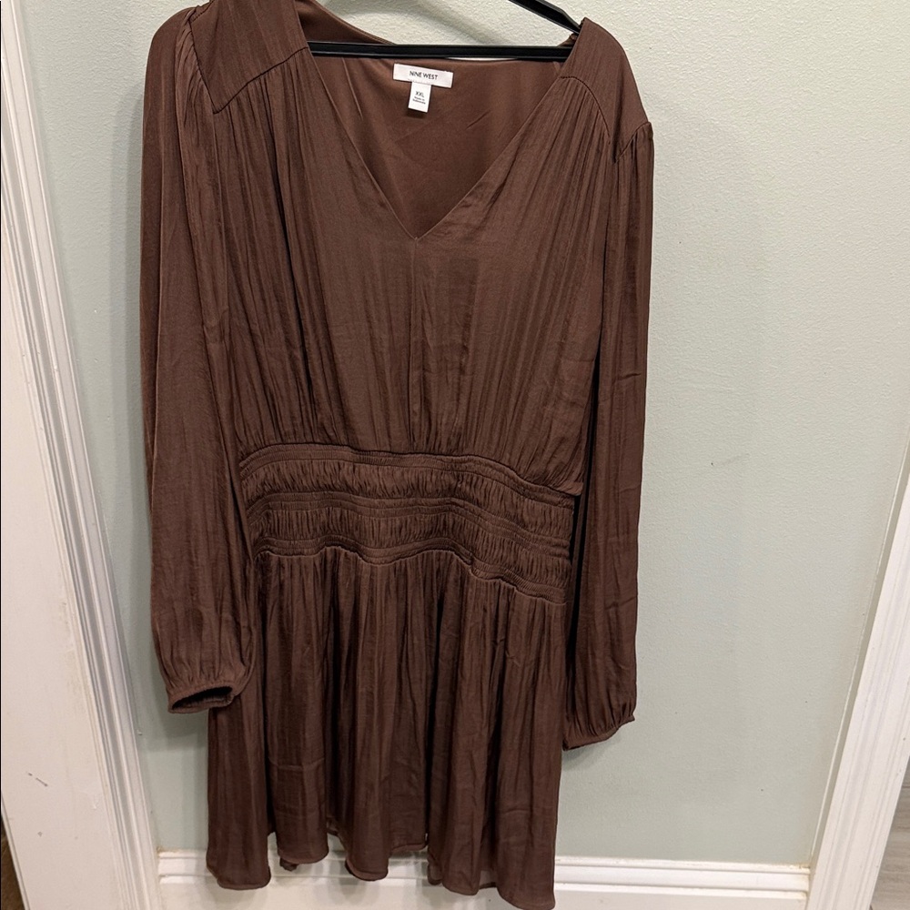 Nine West Brown Long Sleeve Dress